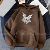 Fleece Hoodie ( white butterfly )
