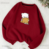 Fleece Sweatshirt ( couple bears ) Maroon