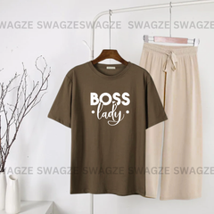 Casual Combo (boss lady) with beige flapper trouser