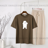 Casual Combo (standing icepanda) with beige flapper trouser