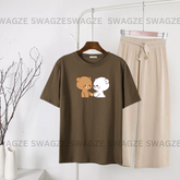 Casual Combo (cute bears) with beige flapper trouser