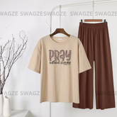 Casual Combo (pray without ..) with brown flapper trouser