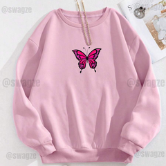 Fleece Sweatshirt ( pink butterfly )