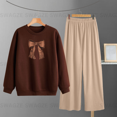 Winter Combo ( ribbon ) with Beige Flapper Trouser