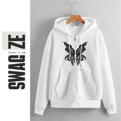 Zipper Hoodie Black butterfly (W05)