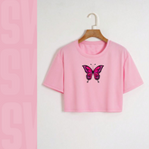 Pink Butterfly Crop Tee