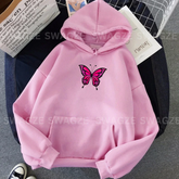 Fleece Hoodie ( pink butterfly )