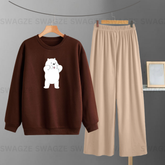 Winter Combo ( dancing panda ) with Beige Flapper Trouser