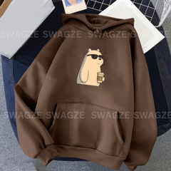 Fleece Hoodie ( glasses ice panda ) (B05)