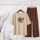 Casual Combo (love) with brown flapper trouser