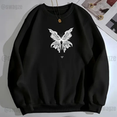 Fleece Sweatshirt ( white butterfly ) black
