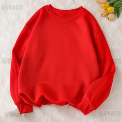 Fleece Basic Sweatshirt Red