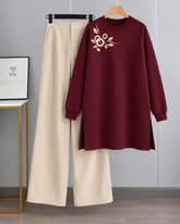 Long Fleece Sweatshirt Side Pocket with Beige Flapper Trouser (Bunch M02)