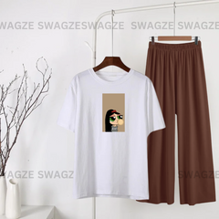 Casual Combo (bubble bloosom) with brown flapper trouser