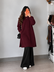 Long Fleece Sweatshirt Maroon with Black Flapper Trouser (Pocket Sweatshirt)