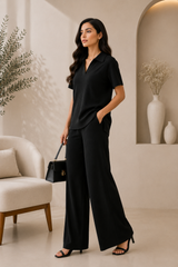 Black Blush Ribbed Co-Ord Set