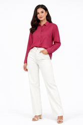Combo Wear (Pink shirt with White wide leg jeans )