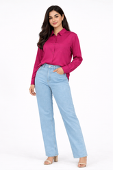 Combo Wear (Pink shirt with Skyblue wide leg jeans)