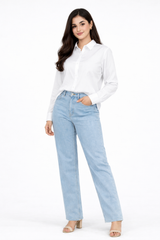 Combo Wear (white shirt with Skyblue wide leg jeans)
