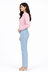 Combo Wear (Baby Pink shirt with Skyblue wide leg jeans)