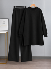 Long Fleece Sweatshirt Black with Black Flapper Trouser (Pocket Sweatshirt)