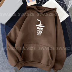 Fleece Hoodie ( coffee time ) (B09)
