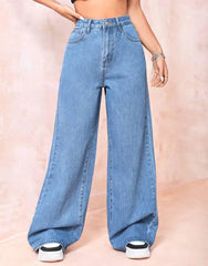 Wide leg Jeans (Mid Blue)