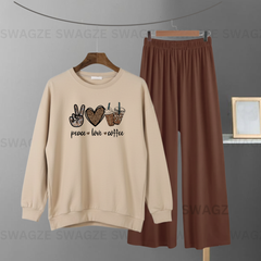 Winter Combo ( peace love ) with Brown Flapper Trouser