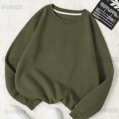 Fleece Basic Sweatshirt Olive Green