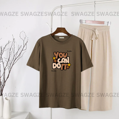 Casual Combo (you can do it) with beige flapper trouser