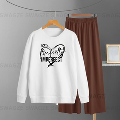 Winter Combo ( perfectly imperfect )white with Brown Flapper Trouser