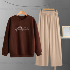 Winter Combo ( coffeebeat ) with  Beige Flapper Trouser