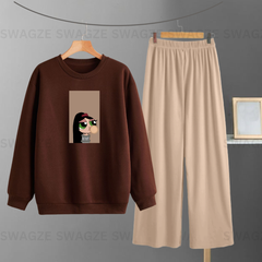 Winter Combo ( bloosom ) with  Beige Flapper Trouser