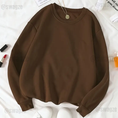 Fleece Basic Sweatshirt Brown