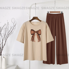 Casual Combo (ribbon) with brown flapper trouser