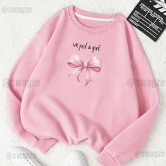 Fleece Sweatshirt ( Ribbon i'm just a girl ) (P03)