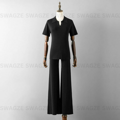 Black Blush Ribbed Co-Ord Set