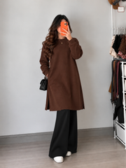Long Fleece Sweatshirt Brown with Black Flapper Trouser (Pocket Sweatshirt)
