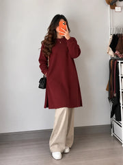Long Fleece Sweatshirt Maroon