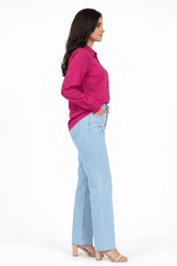 Combo Wear (Pink shirt with Skyblue wide leg jeans)