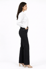 Women’s Solid Button-Down Shirt – White Casual Long Sleeve Top