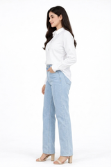 Combo Wear (white shirt with Skyblue wide leg jeans)