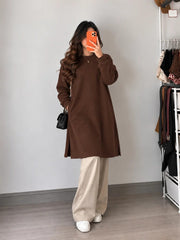 Long Fleece Sweatshirt Brown with Beige Flapper Trouser (Pocket Sweatshirt)