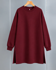 Long Fleece Sweatshirt Maroon