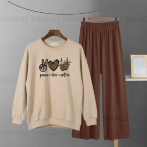 Winter Combo(peace love coffee) with brown flapper trouser