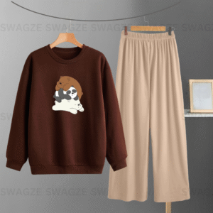 Winter Combo(we bare bears sleep) with beige flapper trouser
