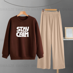 Winter Combo(stay calm) with beige flapper trouser