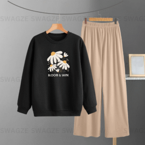 Winter Combo(bloom and shine) black with beige flapper trouser