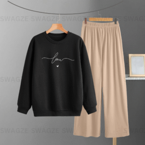Winter Combo(love) black with beige flapper trouser