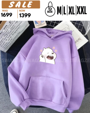 *Fleece Hoodie (happy panda) lilac